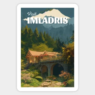 Visit Imladris - Travel Poster - Fantasy Funny Sticker